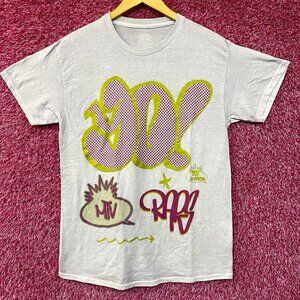 MTV 90's Graffiti Pop Art Poster Light Blue T-Shirt Medium